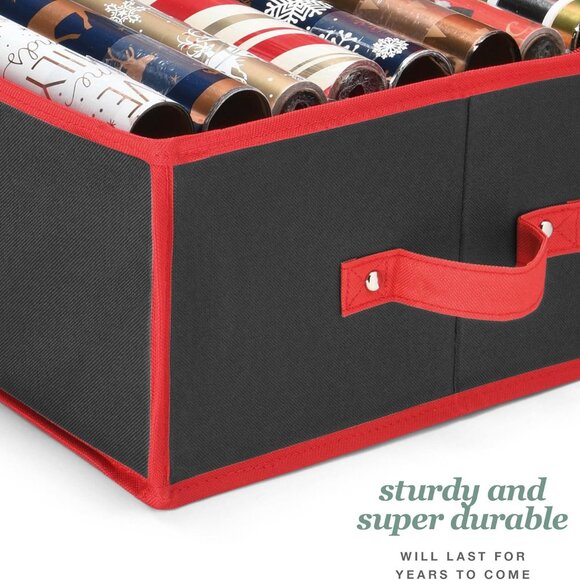 Gift‎ Wrap Organizer, Christmas Wrapping Paper Storage Bag w/Useful Pockets - Picture 4 of 8